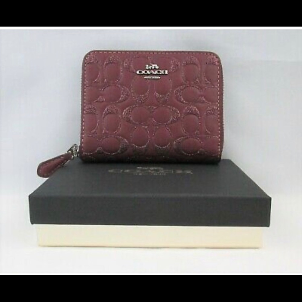 Coach Wallet Glitter Signature Leather Bifold Zip - Picture 6 of 6